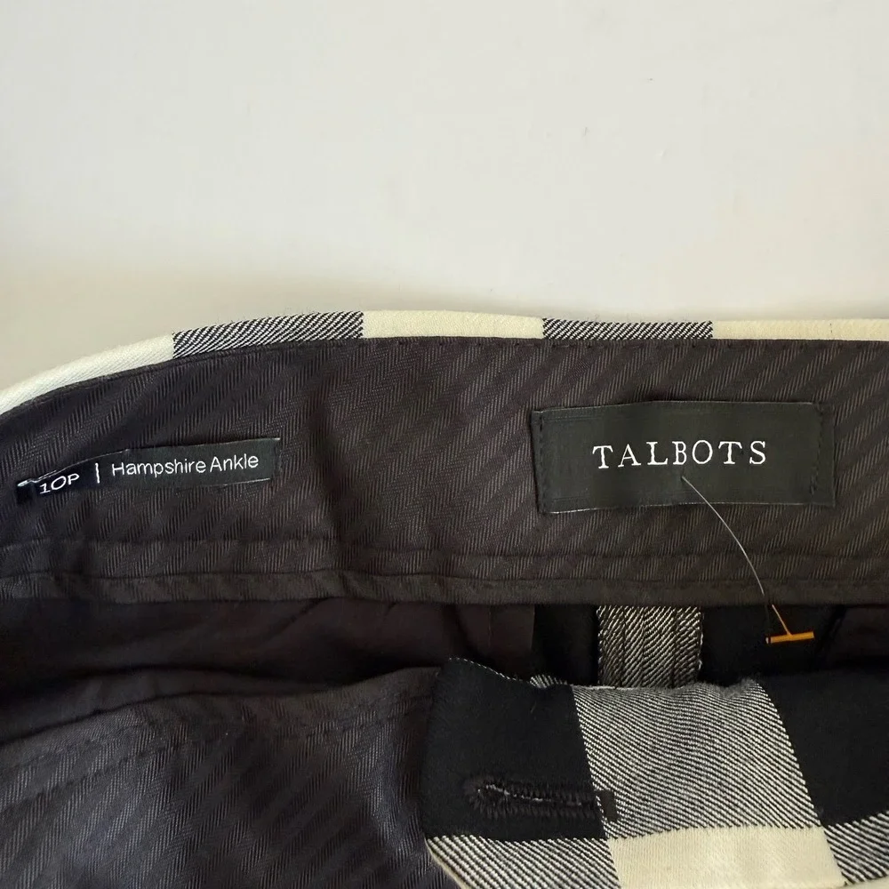 NWT‎ Talbots High Waist Hampshire Ankle Check Pants Sz 10 Petite Petites Wool